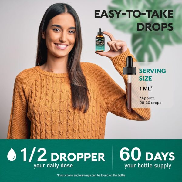 USDA Organic Lymphatic Drainage Supplement - Echinacea | Elderberry | Dandelion | Rosehip | Cleavers | Calendula | Burdock - Made in USA - Lymph System Drops - Immune Support, Cleanse & Detox, 2 fl oz