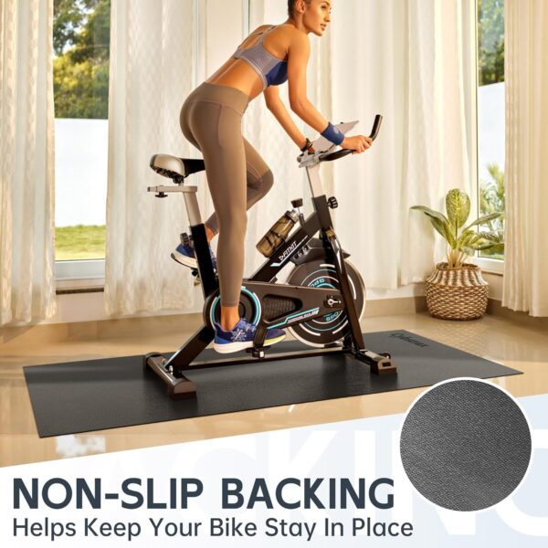 Exercise Equipment Mat for Bike, Treadmill, Elliptical, Yoga - Non Slip Bike Trainer Mat for Stationary Spin Bike Indoor Outdoor, High Density Workout Floor Protector Mat 90" x 40"
