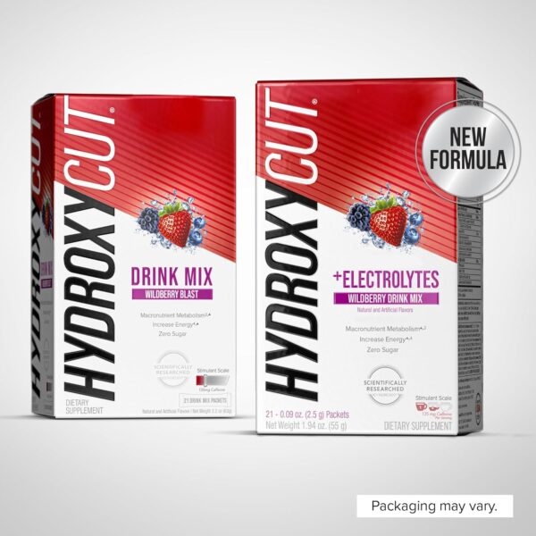 Hydroxycut Drink Mix, Wildberry Blast - 21 Travel-Size Packets, Pack of 2 - Zero Calories, Zero Sugar - Boost Metabolism, Burn Calories, Increase Energy - for Women & Men