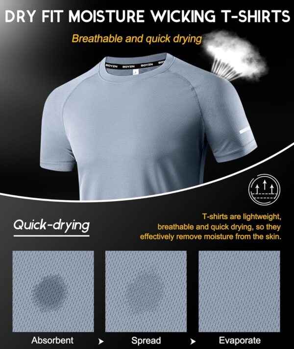 Boyzn 1 or 3 Pack Men's Workout Running Shirts, Dry Fit Moisture Wicking T-Shirts, Sports Gym Athletic Short Sleeve Shirts