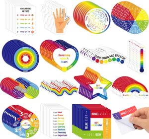 Tenceur 120 Pcs Adhesives Anxiety Sensory Stickers with Inspirational Quotes Mindfulness Relief Calm Stickers Anti Stress Sensory Items School Counselor Supplies Fidget Textured Strips for Adult