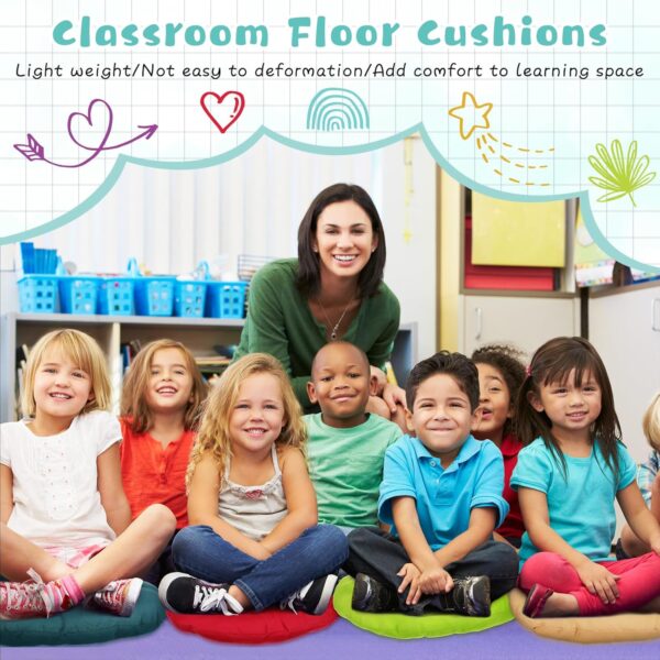 24 Pcs Round Floor Cushions Floor Pillows Meditation Seat Pillows Flexible Seating for Adults Kids 12 Colors Chair Cushions for Classroom, Nursery, Living Room, Yoga (Multi Color,Medium 15.7 Inch)
