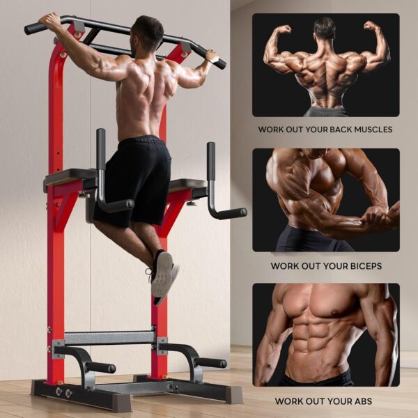 SogesPower Power Tower Pull Up Bar Station Multi-Function Pull Up Bar Stand for Home Gym, Adjustable Height Pull Up Dip Station Dip Bar Strength Training Fitness Equipment,Up to 500LBS