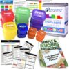Portion Control Containers DELUXE Kit (14-Piece) with COMPLETE GUIDE + 21 DAY PLANNER + RECIPE eBOOK BPA FREE Color Coded Meal Prep System for Diet and Weight Loss
