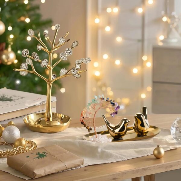 ZenBless Crystals Tree,Small Birds Statue,7 Chakra Healing Crystals Stones Tree Storage Tray Yoga Meditation Zen Room Office Home Decor Set Figurine Ornament Decoration Feng Shui Wealth Luck