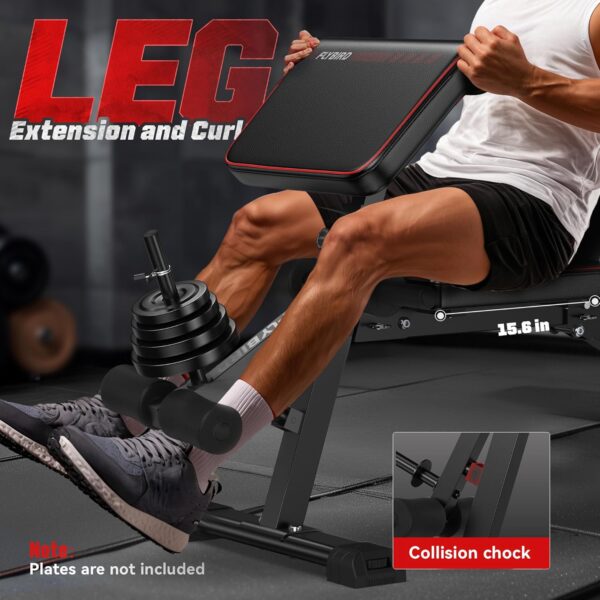 FLYBIRD Multifunctional Weight Bench with Leg Extension and Preacher Curl Pad, Adjustable and Foldable Workout Bench for Home Gym, 800LBS Weight Capacity Exercise Bench for Full Body Strength Training