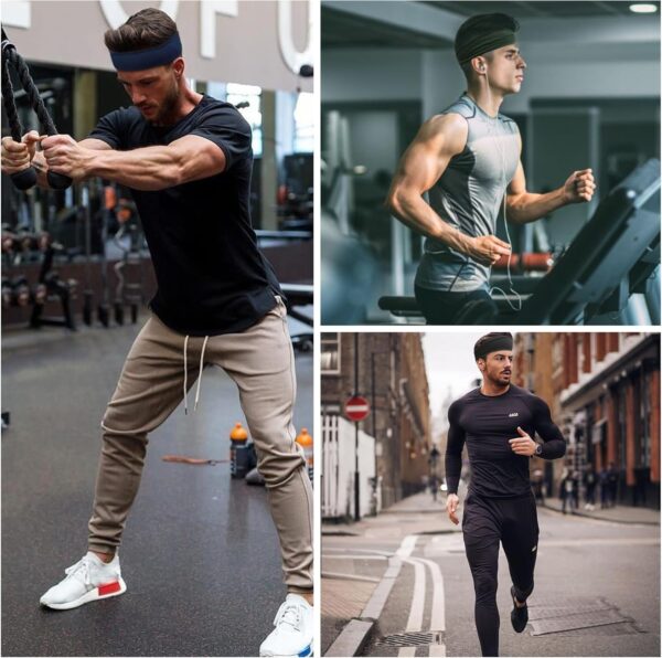 5 Pack Sports Headband for Men, Breathable Mesh Design, Reused & Washed Mens Headband Sweat Bands for Running Yoga Fitness Workout