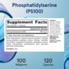 Jarrow Formulas PS100 Phosphatidylserine 100 mg, Dietary Supplement for Brain Health and Cognition Support, 120 Capsules, 40-120 Day Supply, Pack of 12