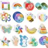 144 Pcs Calm Anxiety Sensory Stickers Textured Sensory Strips Stickers Mindfulness Relief Mental Health for Kids Rainbow Apple Animals Anxiety Relief for Teens Adults Office School Desk Supply