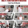 OPPSDECOR All-in-One Adjustable Smith Machine with LAT-Pull Down System Multi-Function Power Cage for Home Gym Cable Crossover Squat Rack of Workout Machine Training Equipment with Attachments
