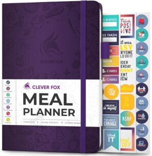 Clever Fox Weekly Meal Planner - Weekly & Daily Meal Prep Journal with Shopping and Grocery Lists for Menu Planning, Healthy Diet & Weight Loss Tracking, Lasts 1 Year, Undated, A5 - Purple