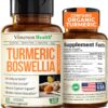 Turmeric Supplement with 65% Boswellia Extract Capsules - Turmeric Curcumin Supplement 95% Curcuminoids - Boswellia Serrata, Black Pepper, Organic Turmeric and Ginger Root Capsules - 60 Tumeric Caps