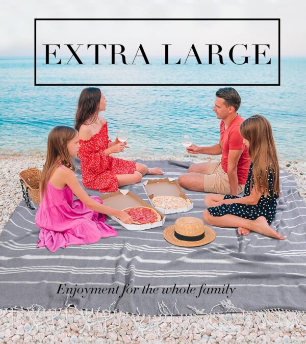 Giant Huge Thin Boho Throw Blanket Turkish Beach Blanket Towel Jumbo Extra Large XL XXL Big Oversized Outdoor Picnic Accessories Airplane Travel Essentials Camping Gears Must Haves Yard Yoga Mat Black