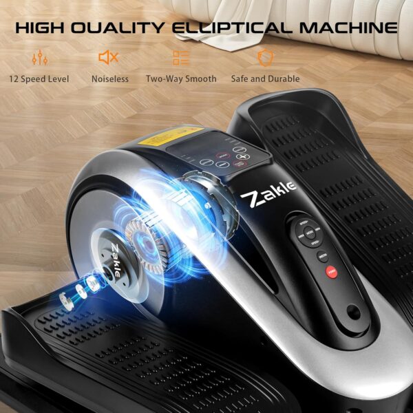 Zakle Under Desk Elliptical Machine, Ellipse Leg Exerciser w/Remote Control & 12 Adjustable Speeds, Noiseless Ellipse Leg Exerciser, Fully Assembled Elliptical Training Machine