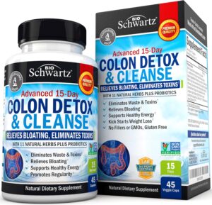 Colon Cleanser and Detox for Digestive Support - 15 Day Fast-Acting Extra Strength Cleanse with Probiotic Fiber, Psyllium Husk and Noni for Constipation Relief and Bloating Support, Non-GMO, 45 Count