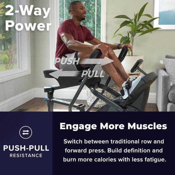 Teeter Power10 Rower with 2-Way Magnetic Resistance Elliptical Motion - Indoor Rowing Machine w/Bluetooth HRM Connectivity, Teeter Move App - Free Classes & Coaching