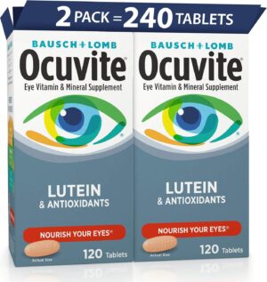 Bausch + Lomb Ocuvite Eye Vitamin and Mineral Supplement with Lutein,120 Count - Pack of 2