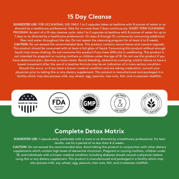 Youth & Tonic 15 Day Cleanse & Carb Matrix Support for Bloating, Gut & Metabolism Health, Break The Plateau, Feel Lighter & Energized, Colon Cleanser & Detox with ACV, Glucomannan, Chromium, 60 Pills