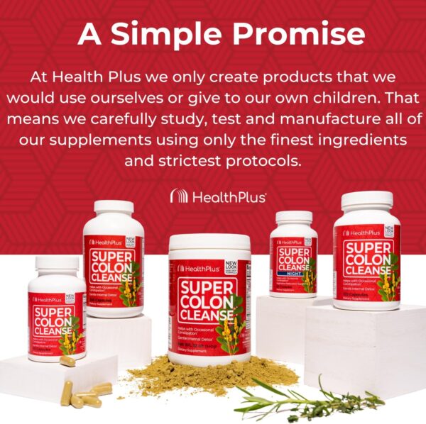 Health Plus Super Colon Cleanse Night Formula Digestive Support | Constipation Relief to Reduce Bloating with Probiotics and Valerian Root for Sleep | More than 1 Cleanse, 60 Capsules
