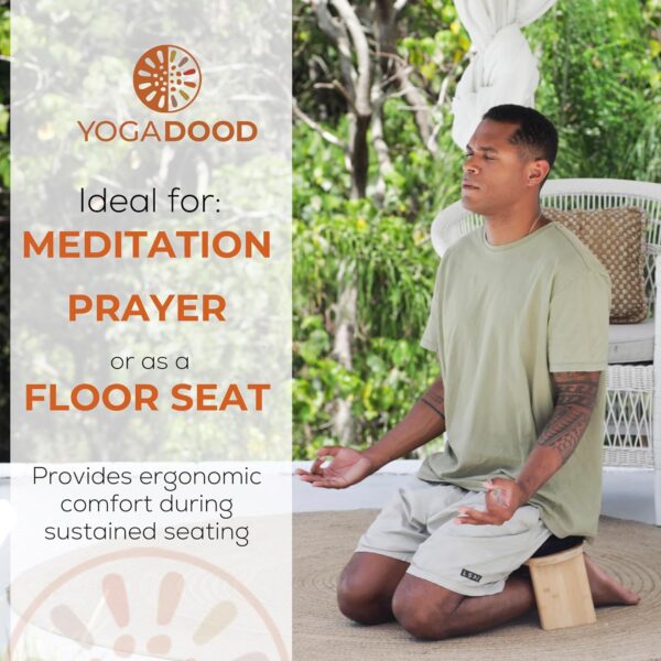 Folding Meditation Bench with Velvet Cushion & Carry Bag - Bamboo Yoga Stool, Seiza Prayer Bench, Travel Meditation Seat - Comfortable Kneeling Chair for Mindfulness, Zen Practice Meditation Stool