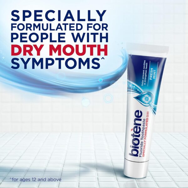 biotène Fluoride Toothpaste for Dry Mouth Symptoms, Bad Breath Treatment and Cavity Prevention, Fresh Mint - 4.3 oz