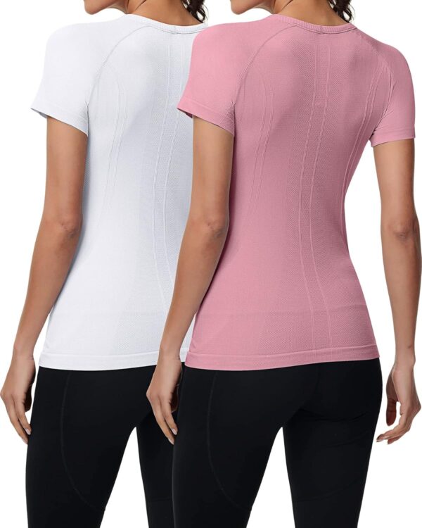 Syhood 2 Pieces Women Long Sleeve Workout Shirt Seamless Workout Shirts with Thumb Holes Fitted Top Sports Yoga Athletic Top