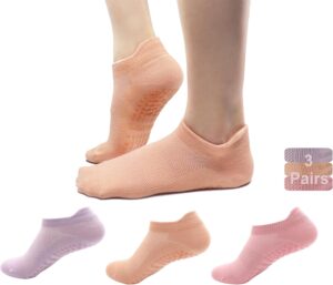 Tamlien Yoga & Pilates Grip Socks - Non-Slip, Barefoot, Pregnant-Friendly Crew Socks for Yoga, Barre & Sports