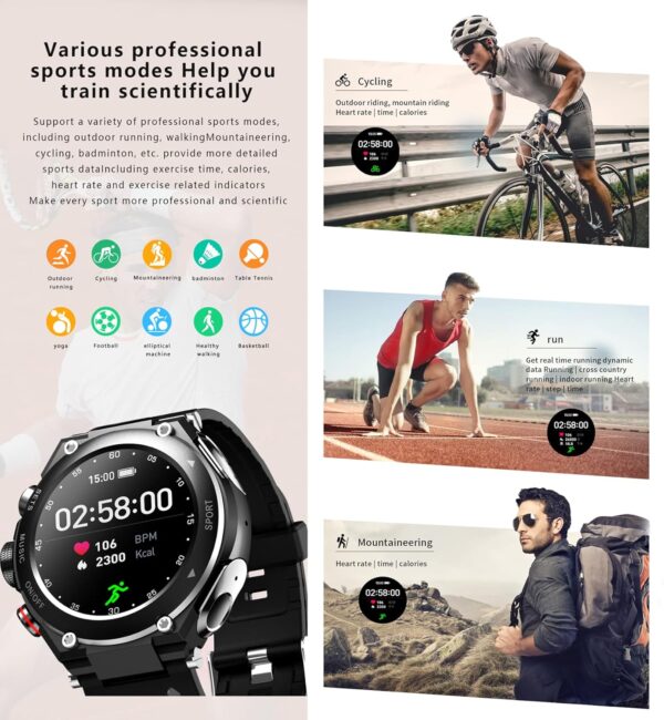 T92 Smart Watch with Earbuds MP3 Bluetooth Headset 3 in 1 1.28 Inch Smartwatch Built-in Wireless Earbuds Speaker Round Fitness Tracker Music Player Health Monitor (Silver)