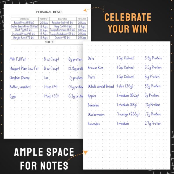 Nextnoid Hardcover Fitness & Food Journal - Nutrition & Workout Planner for Men & Women - A5(5.7" x 8.3") Sturdy Workout Log Book to Track Diet, Gym & Home Workouts