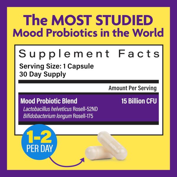 InnovixLabs Mood Probiotic Supplement - Clinically Studied Digestive & Mood Probiotics for Women and Men with Lactobacillus helveticus Rosell-52ND & Bifidobacterium longum Rosell-175, 60 Capsules