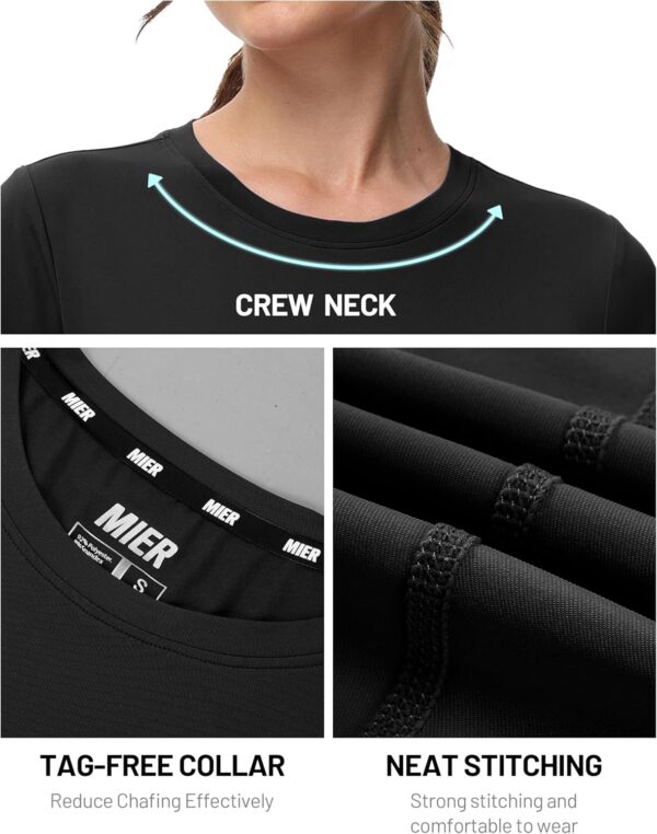 MIER Women's Running Athletic Shirts Dry Fit Active T-Shirt Tops Short Sleeve Soft Crew Neck Gym Workout Exercise Tees