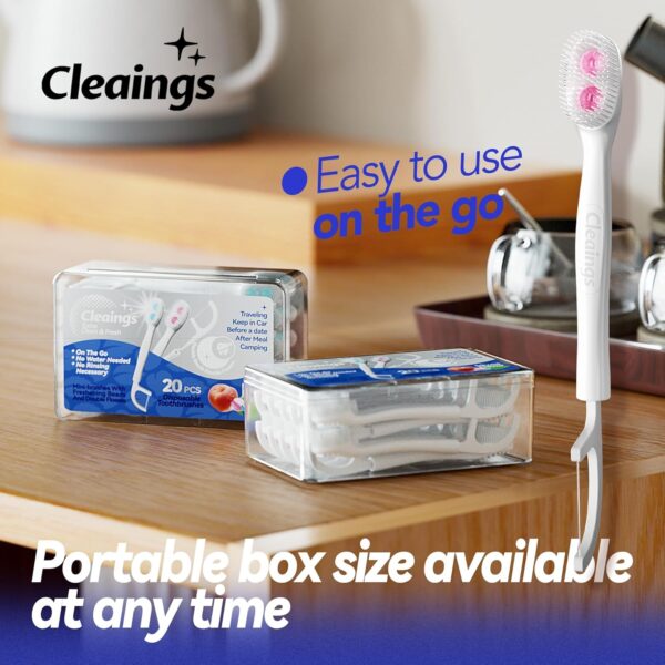 Disposable Toothbrushes with Double Cleaning Beads Toothpaste and Clean Floss Picks for Work or Travel - 20 pcs-Mint Flavor（Pack of 1）