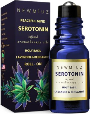 Calming Roll On Essential Oil Blend Anti Stress Roller Lavender Bergamot Holy Basil Destress Relief Gifts for Women Perfect Stocking Stuffers NEW MIUZ