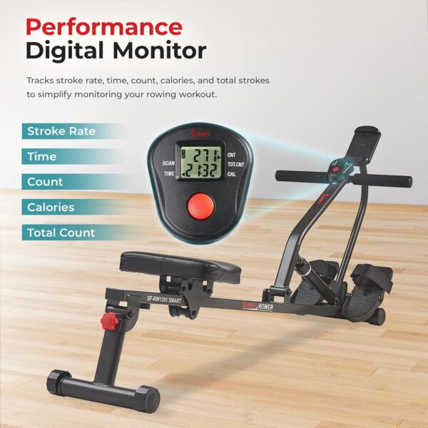 81EyjL02-xL._AC_SL1500_.jpg Sunny Health & Fitness Compact Adjustable Rowing Machine with 12 Levels of Resistance for Complete Body Workouts and Optional Free SunnyFit App Enhanced Connectivity