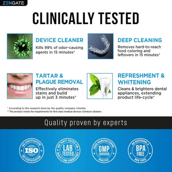 Retainer Cleaner Tablets - Quick 3-Minute Clean for Dentures, Mouth Guards, Aligners, and Night Guards - 120 Dental Cleansing Tablets - FSA HSA Approved Dental Appliance Cleanser