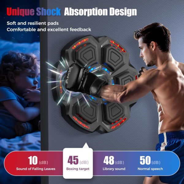 Music Boxing Machine for Adults,Bluetooth Smart Boxing Traineing Machine,Wall Target Punching Workout for Kids,Reflex Training Suitable for Home,Office,Gym,Fun Fitness Equipment