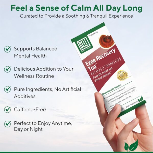 Ezee Recovery Tea by Bell Lifestyle Products Herbal Blend | Helps Support Relaxation and Well-Being with Reishi Mushroom, Ashwagandha, Holy Basil, Natural, Vegan, 20 Tea Bags