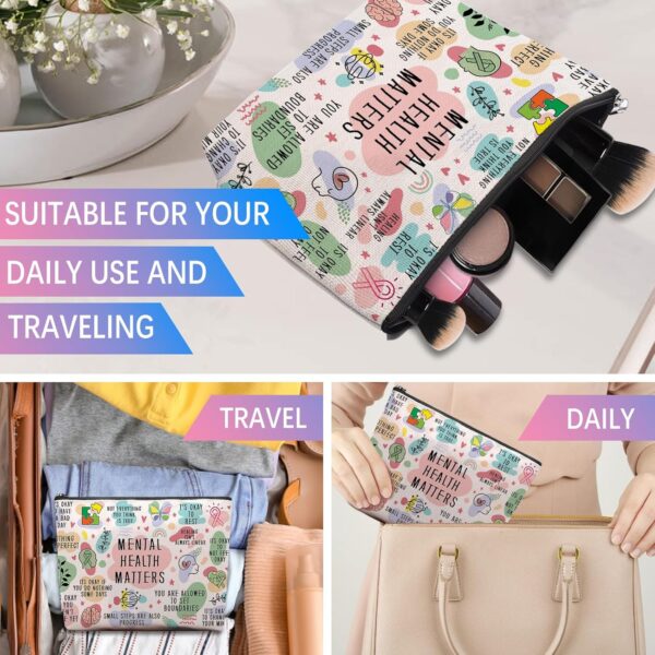 Mental Health Gifts Makeup Bag, Mental Health Awareness Gift, Positive Thinking Daily Affirmation, Positive Quotes Mental Health Matters Cosmetic Bag for Women