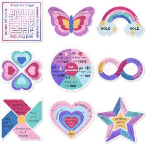 90 Pcs Sensory Strips for Anxiety Relief Items, Calm Strips with 10 Different Style, Unique Sensory Stickers for Relieve Adults Teens Fidgets Stress (Purple)