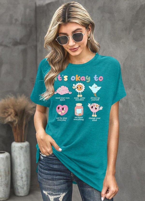 Mental Health Shirt for Women It's Okay to Make Some Mistakes Letter Print Tshirt Mental Health Gifts Tops