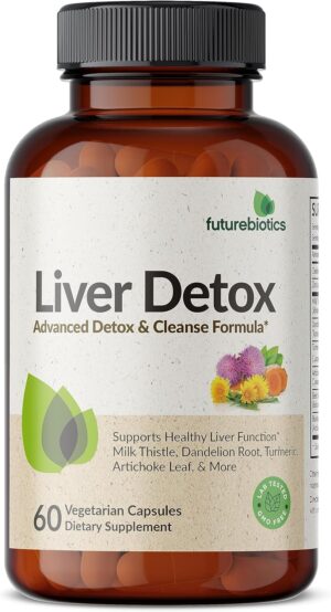 Futurebiotics Liver Detox Advanced Detox & Cleanse Formula Supports Healthy Liver Function with Milk Thistle, Dandelion Root, Turmeric Artichoke Leaf, & More, Non-GMO, 60 Vegetarian Capsules