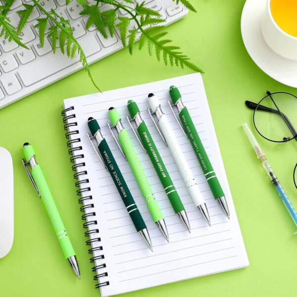 Outus 24 Pieces Mental Health Awareness Message Pens Bulk Inspirational Retractable Ballpoint Green Awareness Pens Mental Health Gifts for Nurse Office Charity Items