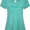 Kimmery Woman Short Sleeve Round Neck Criss Cross Back Yoga Shirt