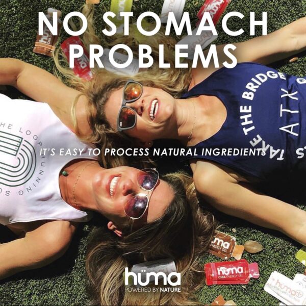 Huma Chia Energy Gel, Raspberries, 24 Gels, 1x Caffeine - Sports Nutrition for Endurance Exercise