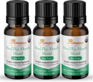 OraWellness Nut Free Healthy Mouth Blend Organic Toothpaste & Mouthwash Alternative Tooth Oil, Natural Mouth Rinse for Healthy Teeth & Gums for Women, Men and Kids, Pack of 3