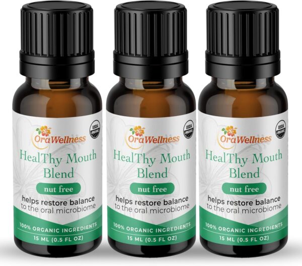 OraWellness Nut Free Healthy Mouth Blend Organic Toothpaste & Mouthwash Alternative Tooth Oil, Natural Mouth Rinse for Healthy Teeth & Gums for Women, Men and Kids, Pack of 3