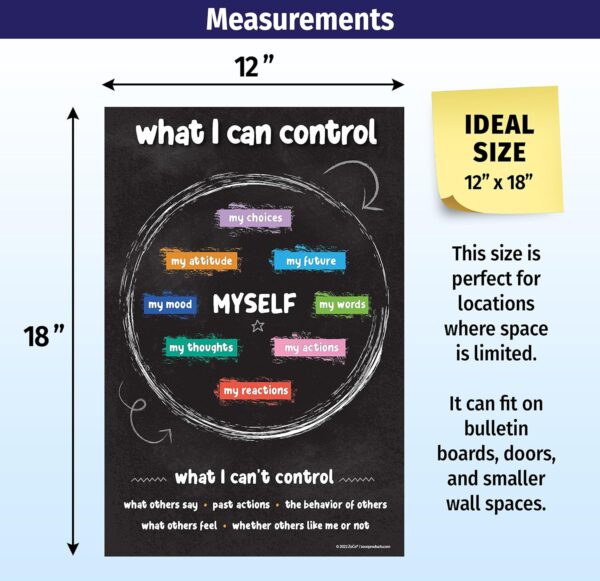 ZOCO Things I Can Control Poster — Mental Health Awareness Item — School Counselor Office Must Haves — Growth Mindset, Positive Posters for Teens — LAMINATED, 12x18 inches