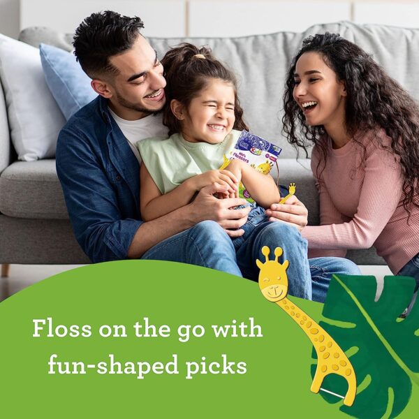 GuruNanda Dental Floss Picks for Kids, Extra-Long Giraffe-Shaped Picks, Fluoride-Free, Anti-Slip & Shred-Resistant Design & Eco-Friendly Handle & Berry Flavor, Ideal for Ages 3+, 40 Count (Pack of 1)