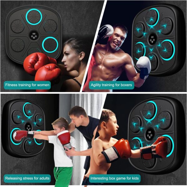 2024 New Model Smart Music Boxing Machine for Adults and Kids, Training Machine with LED Electronic Wall Mounted, Home Indoor Workout Equipment with Premium Boxing Gloves