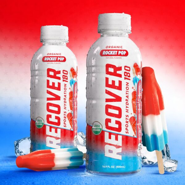 Organic Sports Hydration Drink, No Sugar Added, 15 Calorie Sports Beverage, Organic Flavors With Vitamins, Potassium-Packed Electrolytes, New Flavor Sample Pack (16.9 Fl Oz (Pack of 12) 6 Strawberry Banana and 6 Rocket Pop)